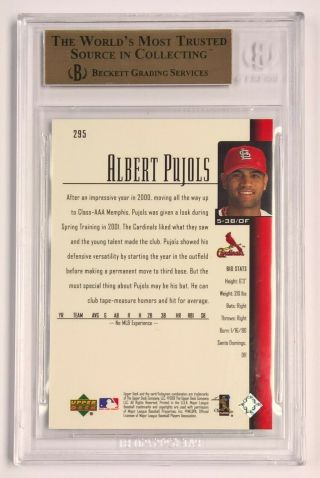 2001 Upper Deck STAR ROOKIE Cardinals ALBERT PUJOLS Card 295 BGS 9.  5 GEM 2