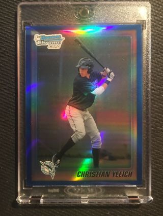 Rare 2010 Bowman Chrome Blue Refractor Christian Yelich Rookie (rc) 15/199