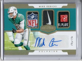 Mike Gesicki Auto Logo Patch Rc 1/1 2018 Panini Plates & Patches Nfl Shield Nike