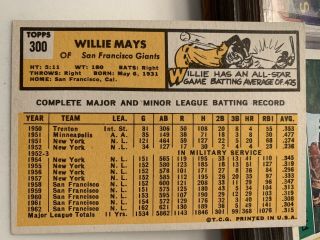 1963 Topps 300 Willie Mays San Francisco Giants HOF Card Grade It 2