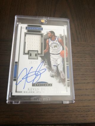 2017 - 18 Panini Impeccable Kevin Durant Jersey Auto 9 / 25 Warriors