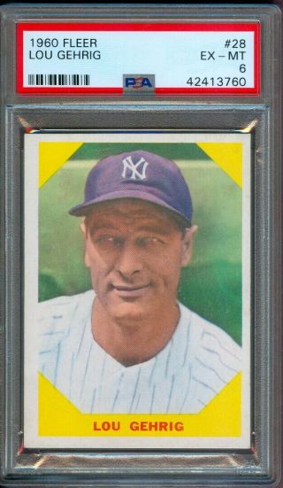 1960 Fleer 28 Lou Gehrig Yankees Psa 6