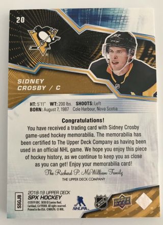 2018 - 19 SPX Jersey Sidney Crosby 2