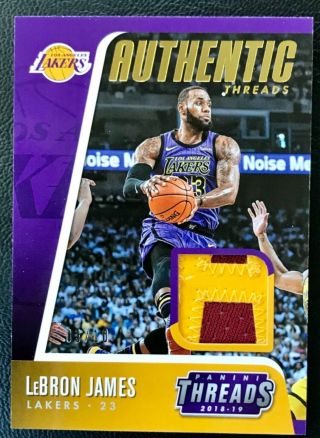 2018 - 19 Panini Threads Gold Lebron James - Lakers Patch Relic Ssp 03/10