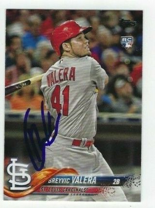 Breyvic Valera Autographed 2018 Topps Series 2 Signed Card 459 Cardinals Rookie
