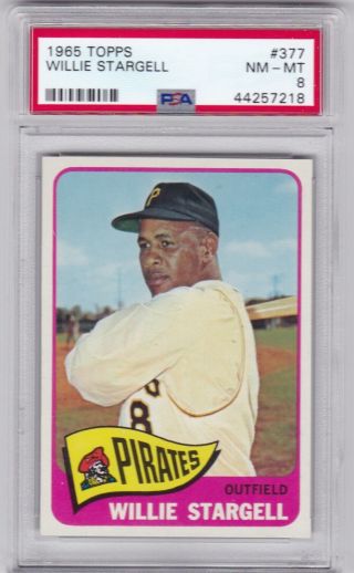 Rf; 1965 Topps Baseball Card 377 Willie Stargell Hof Pirates - Psa 8 Nm -