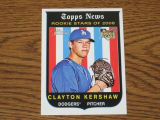 2008 Topps Heritage Clayton Kershaw Rc Rookie Green Back 595 Dodgers