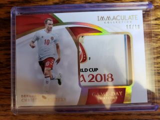 2018 - 19 Immaculate Soccer Christian Eriksen Denmark /10 World Cup Match Worn