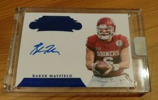 2018 Flawless Baker Mayfield Oklahoma Rc Rookie Sapphire On - Card Auto 15/15