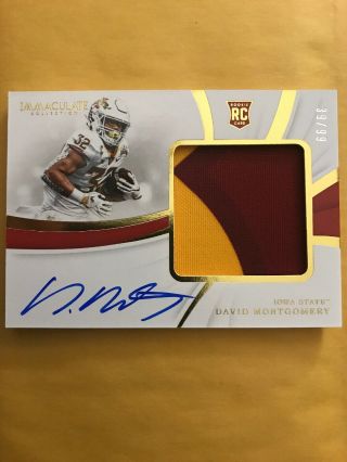 2019 Immaculate David Montgomery Auto Rc Rpa Rookie Patch Auto 39/99 Bears
