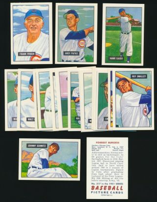 1951 Bowman Reprint (1986) - Chicago Cubs Team Set (19) - W/ Frisch,  Pafko Sauer