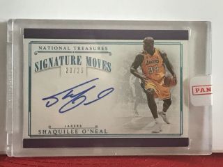 23/25 Shaquille O’neal 2017 - 18 National Treasures Auto Signature Moves Lakers
