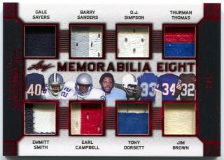 2019 Leaf Ultimate Sayers Emmitt Smith Barry Sanders Jim Brown 8 Jersey Patch /3