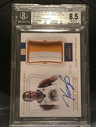 21/25 Kevin Durant 2017 - 18 National Treasures Auto Patch Clutch Factor 11 Bgs