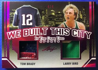 Tom Brady Larry Bird 2019 Leaf Itg Game Patch Dual 4/4 1/1 Built This City