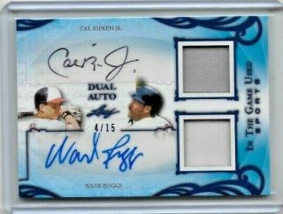 2019 Cal Ripken Jr Wade Boggs Leaf In The Game Sports Dual Jersey Auto /15