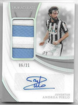 Andrea Pirlo 2018 - 19 Panini Immaculate Patch Auto Autograph Jersey Number 6/21