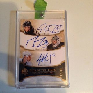 07/08 Sp Authentic Sign Of The Times Triple Malkin Fleury Staal Auto 06/25 Sp
