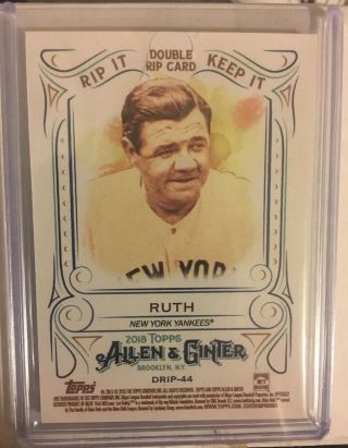 Babe Ruth Lou Gehrig Double Rip Card Ripped 04/15 2018 Topps Allen & Ginter