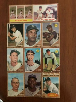 1962 TOPPS BASEBALL 262 DIFFERENT,  2 HIGH NUMBERS,  POOR to GOOD 4