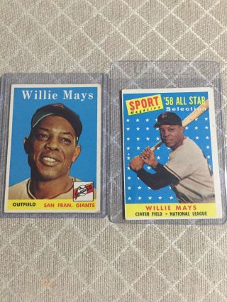1958 Topps Willie Mays San Francisco Giants 5 Baseball Card.  All Star 486