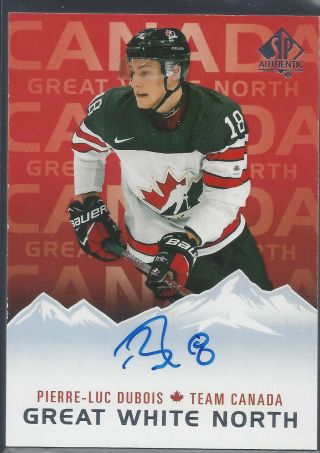 2017 - 18 Sp Authentic Pierre - Luc Dubois Great White North Auto On Card Gwn - Pd