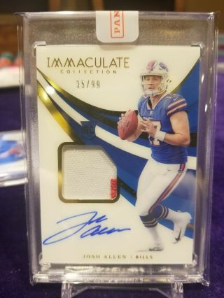 ⚡2018 Immaculate Josh Allen Rookie Auto Rpa Jersey Letter Patch 35/99 Encased⚡