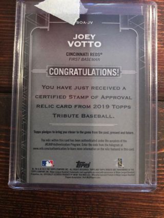Joey Votto 2019 Topps Tribute Stamp of Approval Patch /25 Reds 2