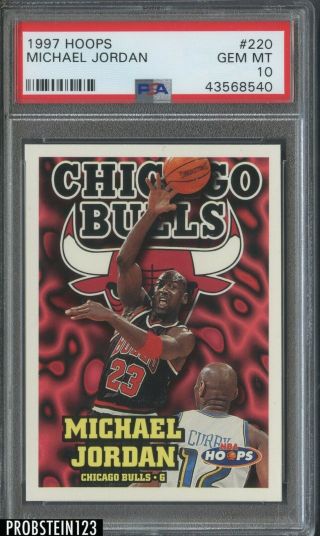 1997 - 98 Nba Hoops 220 Michael Jordan Chicago Bulls Hof Psa 10 Gem