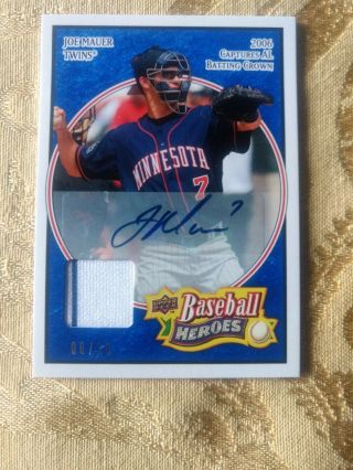 2008 Upper Deck Joe Mauer Baseball Heroes Game Signed Auto Card 6/10 101