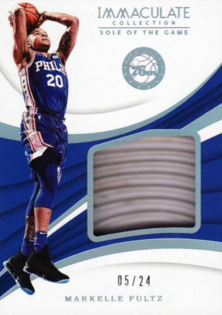 2017 - 18 Immaculate Sneaker Swatch Markelle Fultz 5/24 76ers Sole Of The Game