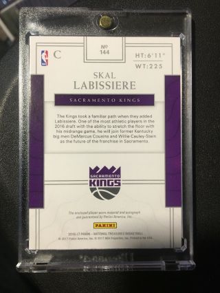 2016 - 17 National Treasures Skal Labissiere True Rookie Patch Auto /99 Kings 2