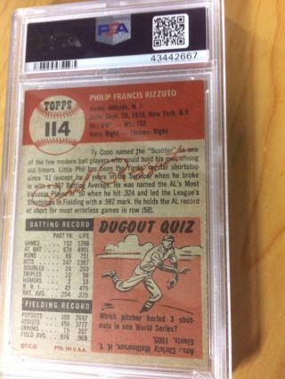 1953 topps Phil Rizzuto PSA 4 Card Check Photos 2