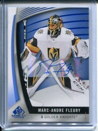 Marc - Andre Fleury 2017 - 18 Sp Game Hockey Blue Autograph Auto Golden Knights