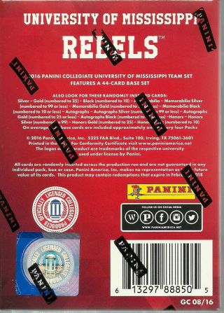 2016 Panini Univ.  Of MS Ole Miss Rebels Multi - Sport Blaster Box Trading Cards 2