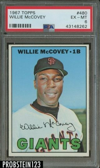 1967 Topps 480 Willie Mccovey San Francisco Giants Hof Psa 6 Ex - Mt