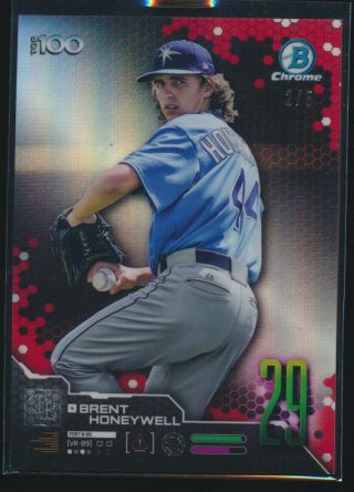 2019 Bowman Chrome Brent Honeywell Top 100 Red Refractor /5 Rays