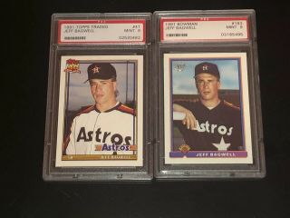 1991 Topps & Bowman Jeff Bagwell Rookie Cards Psa 9 Graded