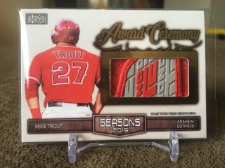 2019 Mike Trout Hits Memorabilia Seasons Game Prime Patch Relic Sp 1/2