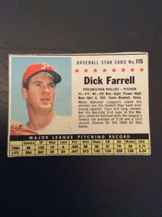 1961 Post 115 Dick Farrell Philadelphia Phillies