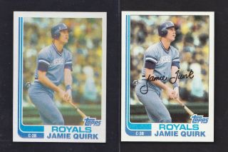 1982 Topps Pure True Blackless 173 Jamie Quirk Royals Scarce B Sheet