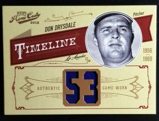 2012 Don Drysdale Panini Prime Cuts Timeline Dual Game Worn Jersey D/53
