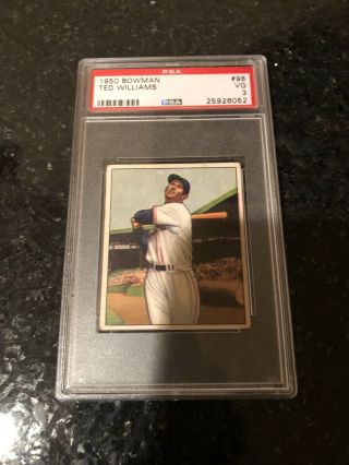 1950 Bowman Ted Williams 98 Psa 3 Vg Hof Red Sox