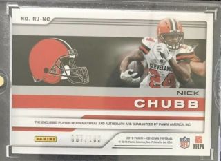 2018 Panini Obsidian NICK CHUBB Autograph Auto Jersey Rookie RC /100 BROWNS 2