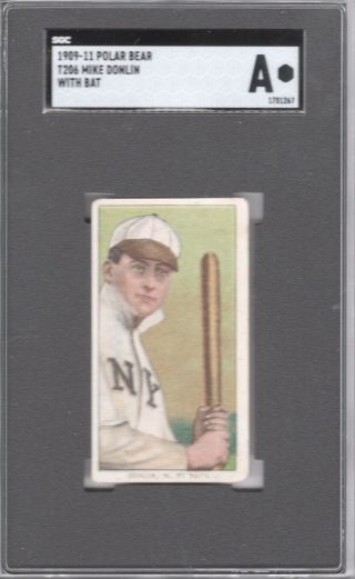 1909 - 11 T206 Mike Donlin (with Bat) Of The N.  Y.  Giants Polar Bear Sgc Auth