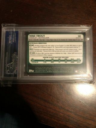 2011 Bowman Chrome Draft Refractor Mike Trout ROOKIE RC 101 PSA 10 GEM (PWCC) 4