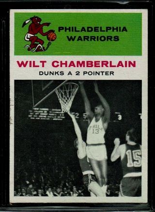 1961 - 62 Fleer Basketball Lakers Wilt Chamberlain Dunks Hof Rookie Card Rc 47