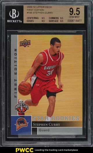 2009 Upper Deck First Edition Stephen Curry Rookie Rc 196 Bgs 9.  5 Gem Mt (pwcc)
