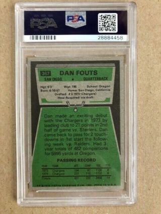 Dan Fouts 1975 Topps San Diego Chargers RC Card 367 PSA 9 - HOF 2