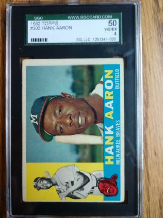 1960 Topps Hank Aaron 300 Sgc 4 Vg - Ex,  Hof,  Braves